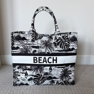Black and White Beach Tote Bag